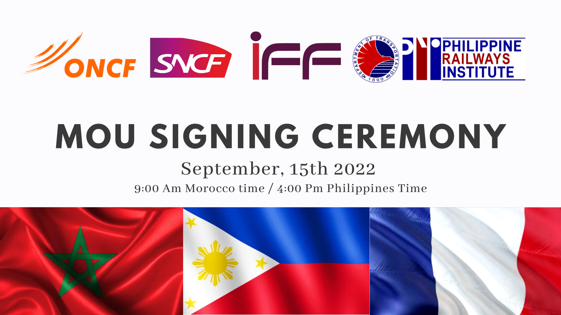 Signature of a Memorandum of Understanding with the Philippine Railways ...